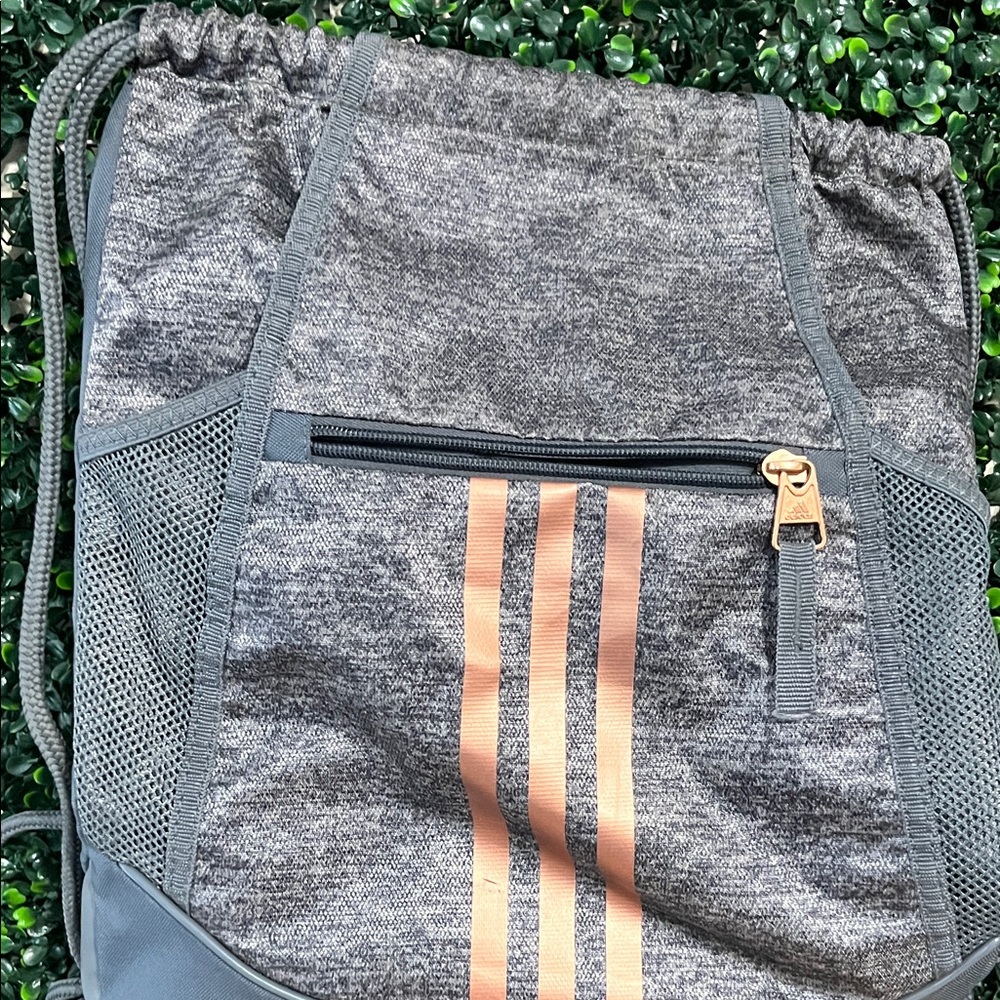 Adidas Grey and rose gold Logo drawstring bag